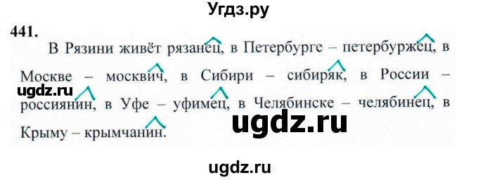 ГДЗ (Решебник к учебнику 2019) по русскому языку 5 класс М.Т. Баранов / упражнение / 441