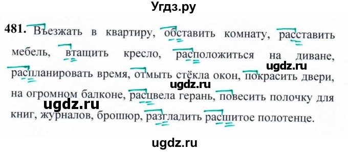 ГДЗ (Решебник к учебнику 2019) по русскому языку 5 класс М.Т. Баранов / упражнение / 481