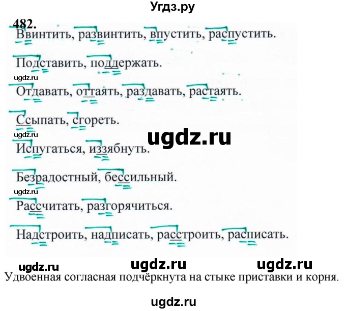 ГДЗ (Решебник к учебнику 2019) по русскому языку 5 класс М.Т. Баранов / упражнение / 482