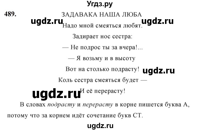ГДЗ (Решебник к учебнику 2019) по русскому языку 5 класс М.Т. Баранов / упражнение / 489