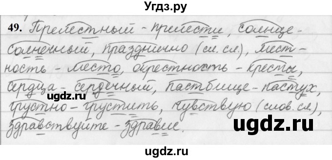ГДЗ (Решебник к учебнику 2019) по русскому языку 5 класс М.Т. Баранов / упражнение / 49