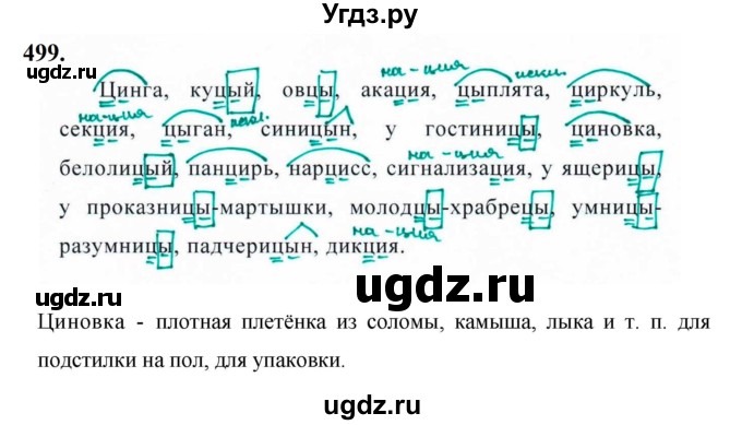 ГДЗ (Решебник к учебнику 2019) по русскому языку 5 класс М.Т. Баранов / упражнение / 499