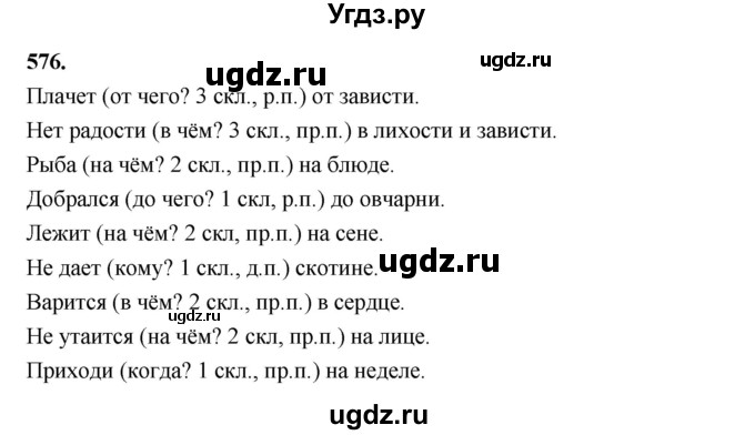 ГДЗ (Решебник к учебнику 2019) по русскому языку 5 класс М.Т. Баранов / упражнение / 576