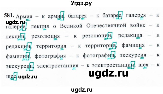 ГДЗ (Решебник к учебнику 2019) по русскому языку 5 класс М.Т. Баранов / упражнение / 581