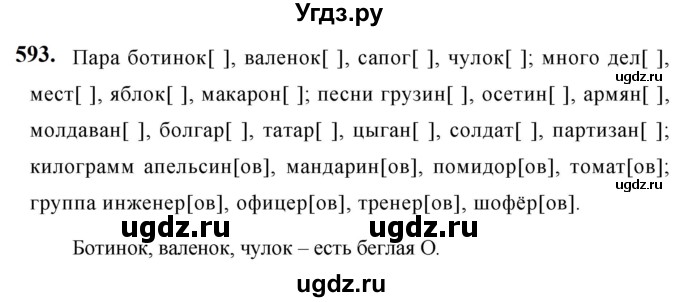 ГДЗ (Решебник к учебнику 2019) по русскому языку 5 класс М.Т. Баранов / упражнение / 593