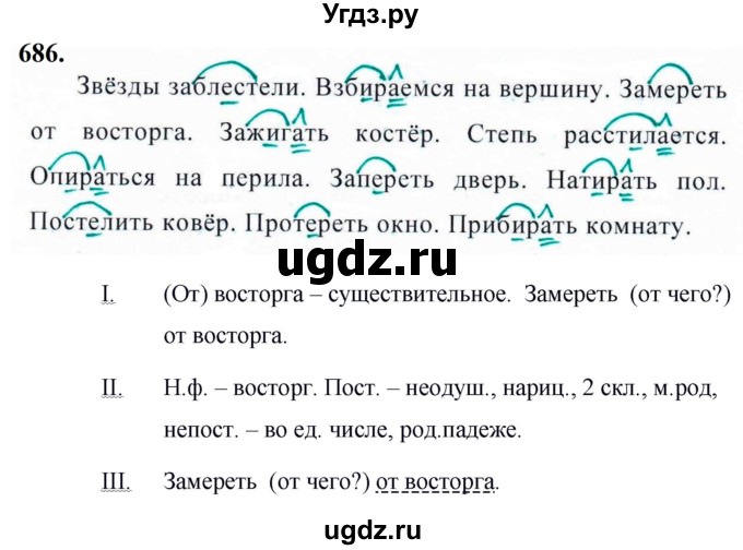 ГДЗ (Решебник к учебнику 2019) по русскому языку 5 класс М.Т. Баранов / упражнение / 686