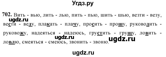 ГДЗ (Решебник к учебнику 2019) по русскому языку 5 класс М.Т. Баранов / упражнение / 702