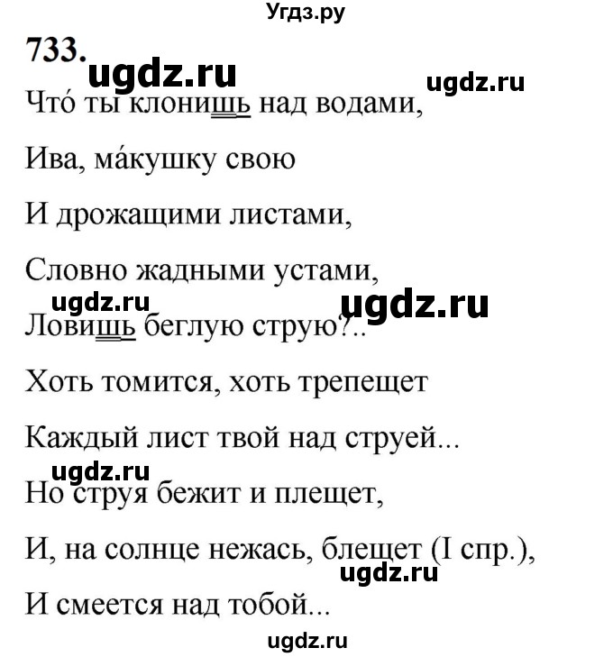 ГДЗ (Решебник к учебнику 2019) по русскому языку 5 класс М.Т. Баранов / упражнение / 733