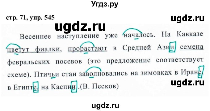 ГДЗ (Решебник №1 к учебнику 2016) по русскому языку 5 класс М.Т. Баранов / упражнение / 545