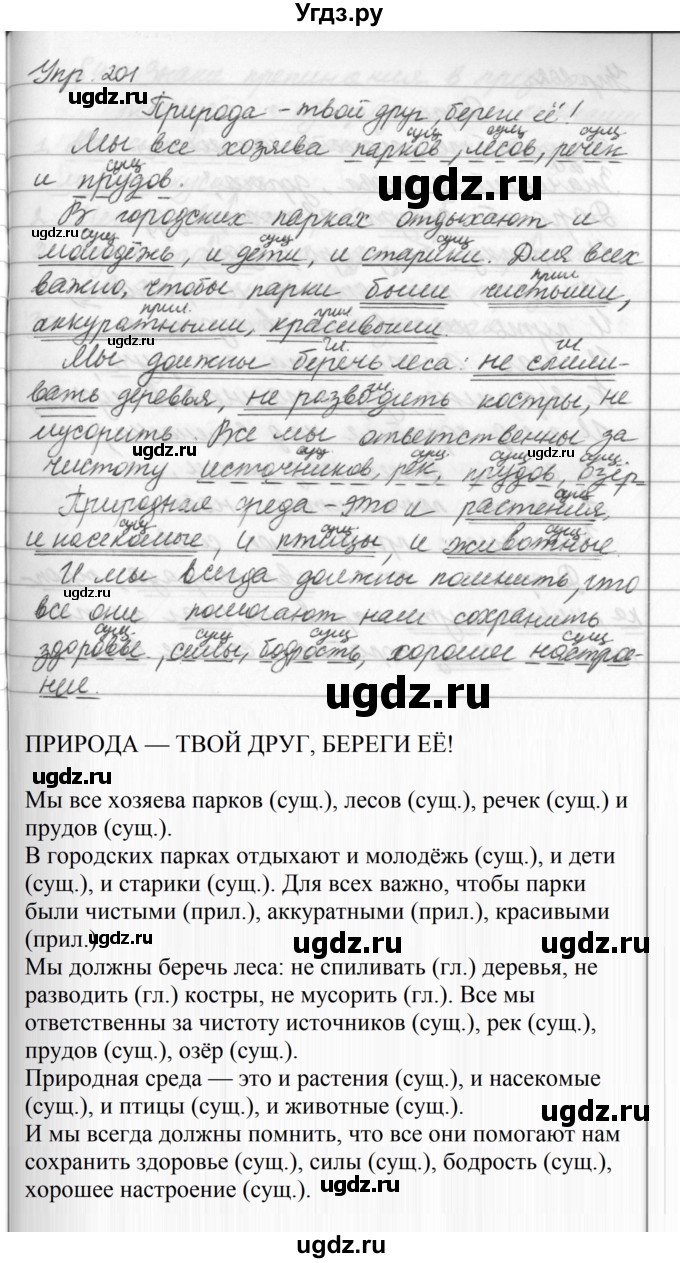 ГДЗ (Решебник №2 к учебнику 2016) по русскому языку 5 класс М.Т. Баранов / упражнение / 201