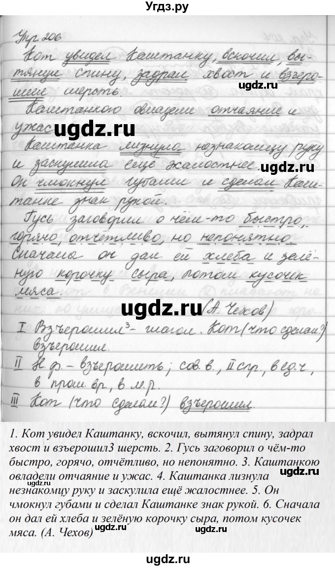 ГДЗ (Решебник №2 к учебнику 2016) по русскому языку 5 класс М.Т. Баранов / упражнение / 206