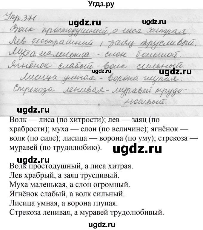 ГДЗ (Решебник №2 к учебнику 2016) по русскому языку 5 класс М.Т. Баранов / упражнение / 371