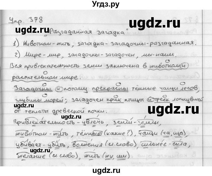 ГДЗ (Решебник №2 к учебнику 2016) по русскому языку 5 класс М.Т. Баранов / упражнение / 378