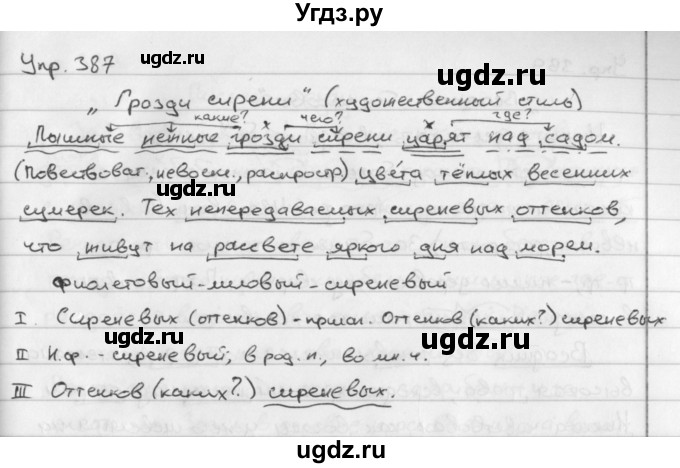 ГДЗ (Решебник №2 к учебнику 2016) по русскому языку 5 класс М.Т. Баранов / упражнение / 387