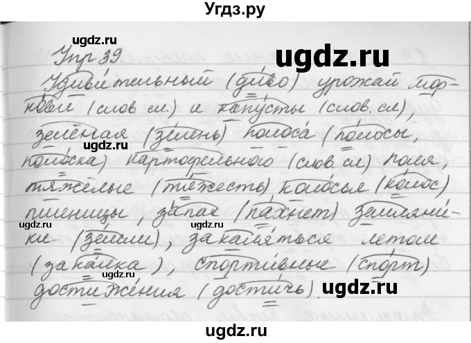 ГДЗ (Решебник №2 к учебнику 2016) по русскому языку 5 класс М.Т. Баранов / упражнение / 39