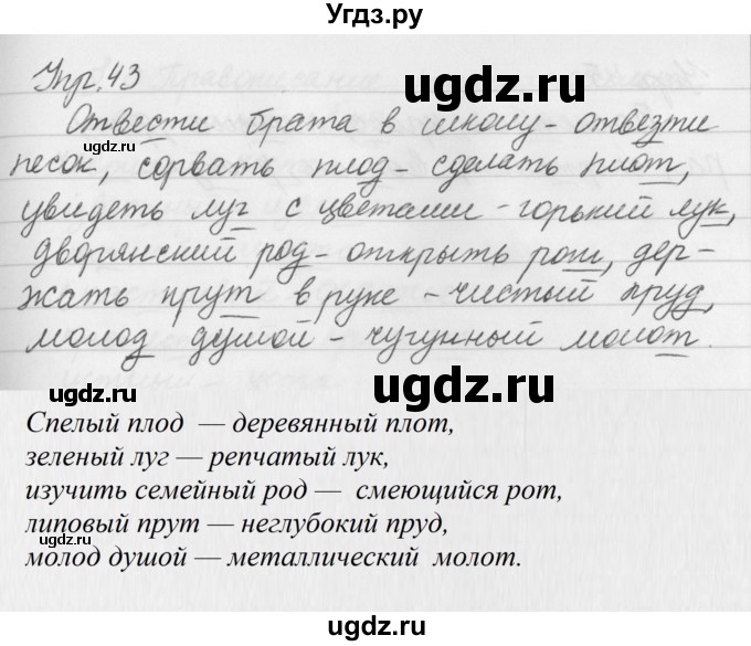 ГДЗ (Решебник №2 к учебнику 2016) по русскому языку 5 класс М.Т. Баранов / упражнение / 43