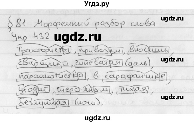 ГДЗ (Решебник №2 к учебнику 2016) по русскому языку 5 класс М.Т. Баранов / упражнение / 432
