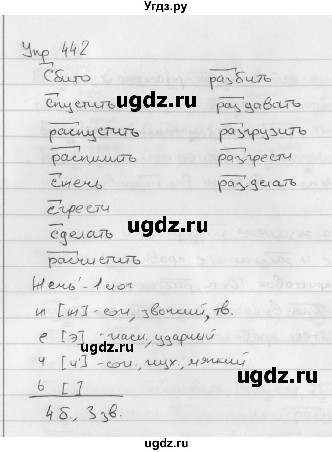 ГДЗ (Решебник №2 к учебнику 2016) по русскому языку 5 класс М.Т. Баранов / упражнение / 442