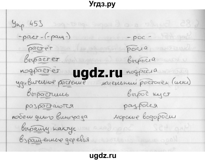 ГДЗ (Решебник №2 к учебнику 2016) по русскому языку 5 класс М.Т. Баранов / упражнение / 453