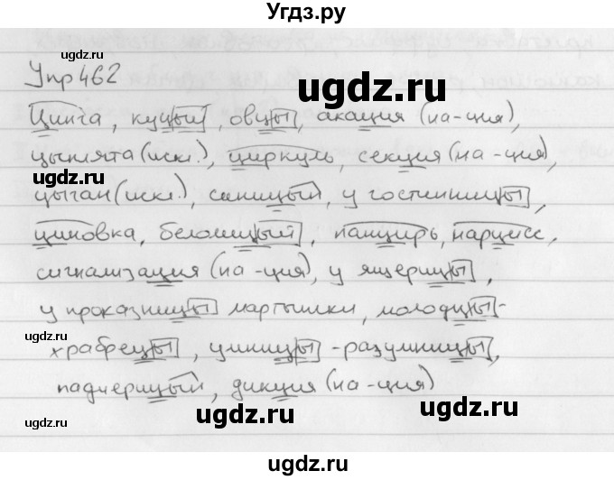 ГДЗ (Решебник №2 к учебнику 2016) по русскому языку 5 класс М.Т. Баранов / упражнение / 462