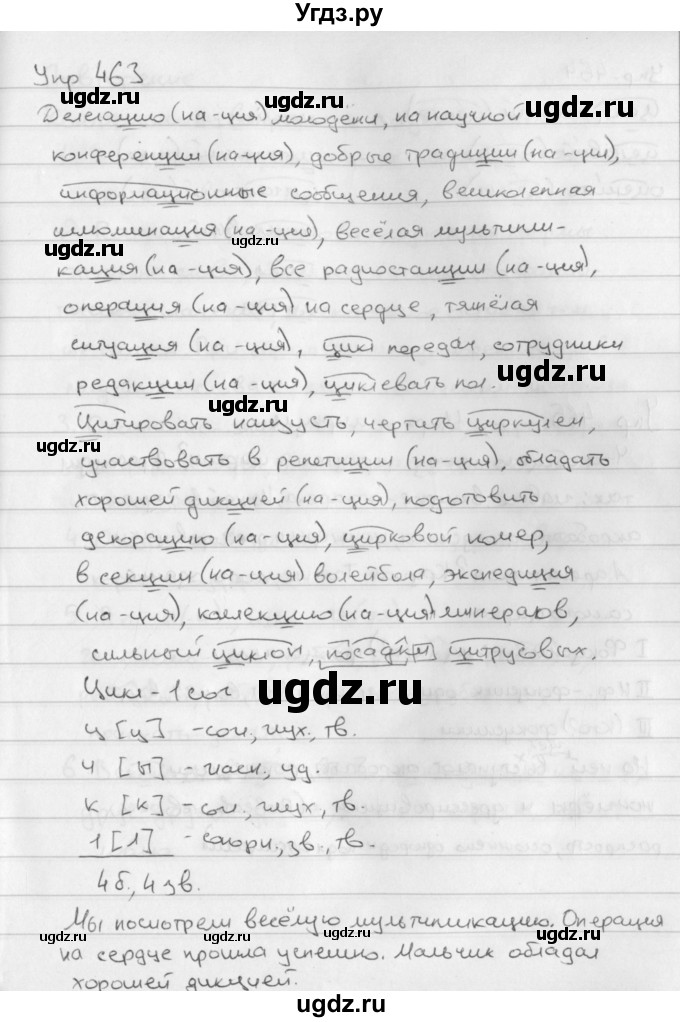 ГДЗ (Решебник №2 к учебнику 2016) по русскому языку 5 класс М.Т. Баранов / упражнение / 463