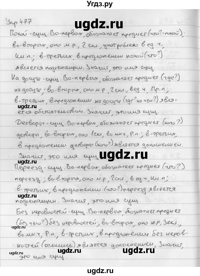 ГДЗ (Решебник №2 к учебнику 2016) по русскому языку 5 класс М.Т. Баранов / упражнение / 477
