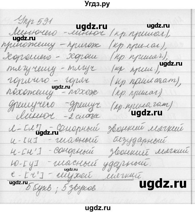 ГДЗ (Решебник №2 к учебнику 2016) по русскому языку 5 класс М.Т. Баранов / упражнение / 591