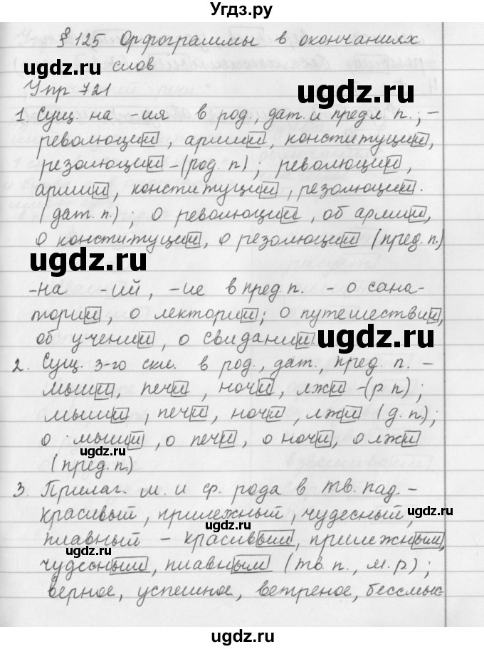 ГДЗ (Решебник №2 к учебнику 2016) по русскому языку 5 класс М.Т. Баранов / упражнение / 721