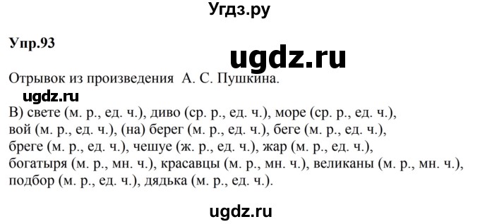 ГДЗ (Решебник №2 к учебнику 2016) по русскому языку 5 класс М.Т. Баранов / упражнение / 93