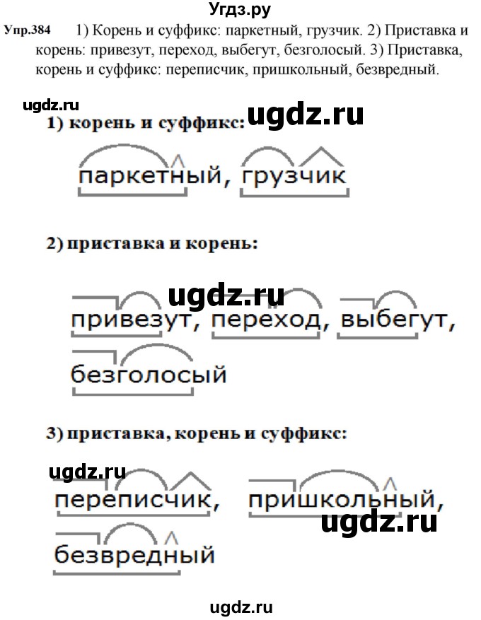 ГДЗ (Решебник к учебнику 2023) по русскому языку 5 класс М.Т. Баранов / упражнение / 384