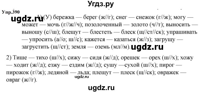 ГДЗ (Решебник к учебнику 2023) по русскому языку 5 класс М.Т. Баранов / упражнение / 390