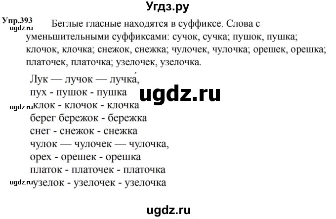 ГДЗ (Решебник к учебнику 2023) по русскому языку 5 класс М.Т. Баранов / упражнение / 393