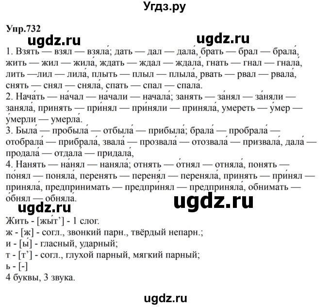 ГДЗ (Решебник к учебнику 2023) по русскому языку 5 класс М.Т. Баранов / упражнение / 732