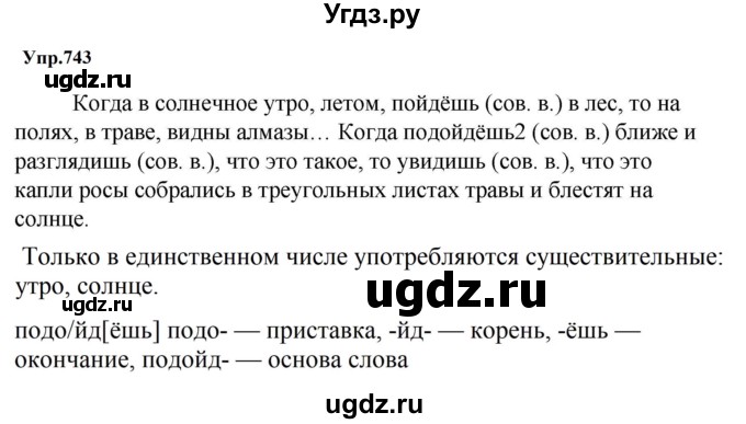 ГДЗ (Решебник к учебнику 2023) по русскому языку 5 класс М.Т. Баранов / упражнение / 743