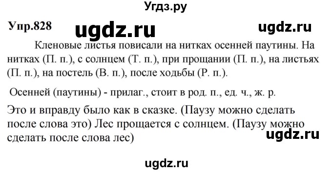 ГДЗ (Решебник к учебнику 2023) по русскому языку 5 класс М.Т. Баранов / упражнение / 828