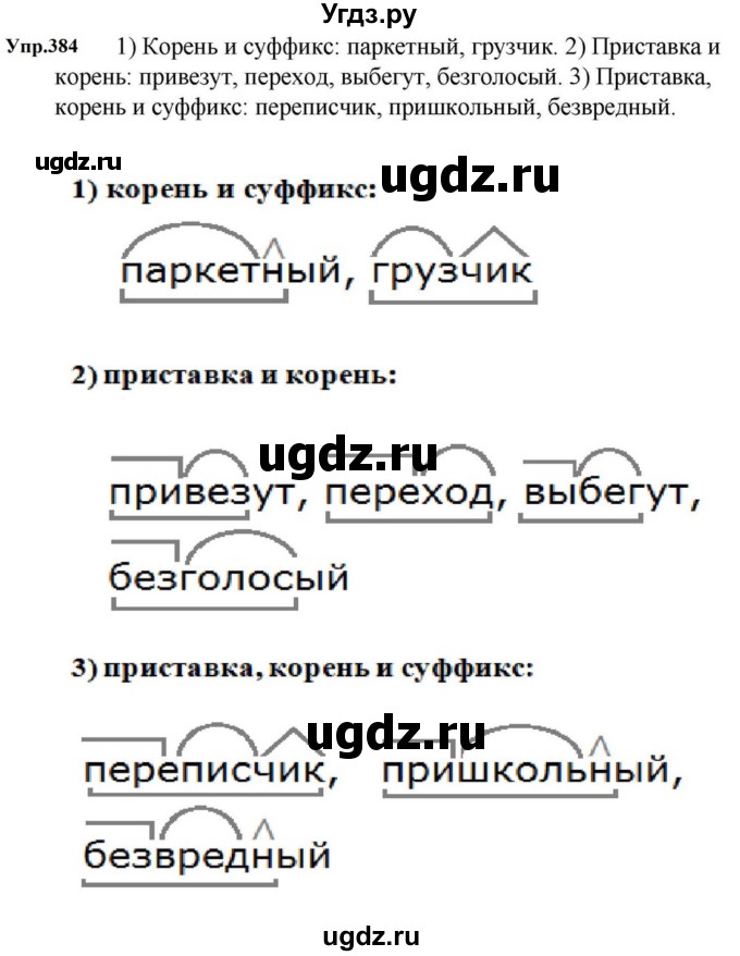 ГДЗ (Решебник к учебнику 2023) по русскому языку 5 класс М.Т. Баранов / упражнение / 384