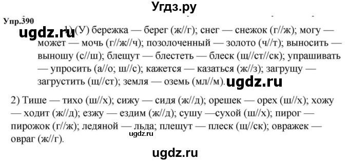 ГДЗ (Решебник к учебнику 2023) по русскому языку 5 класс М.Т. Баранов / упражнение / 390