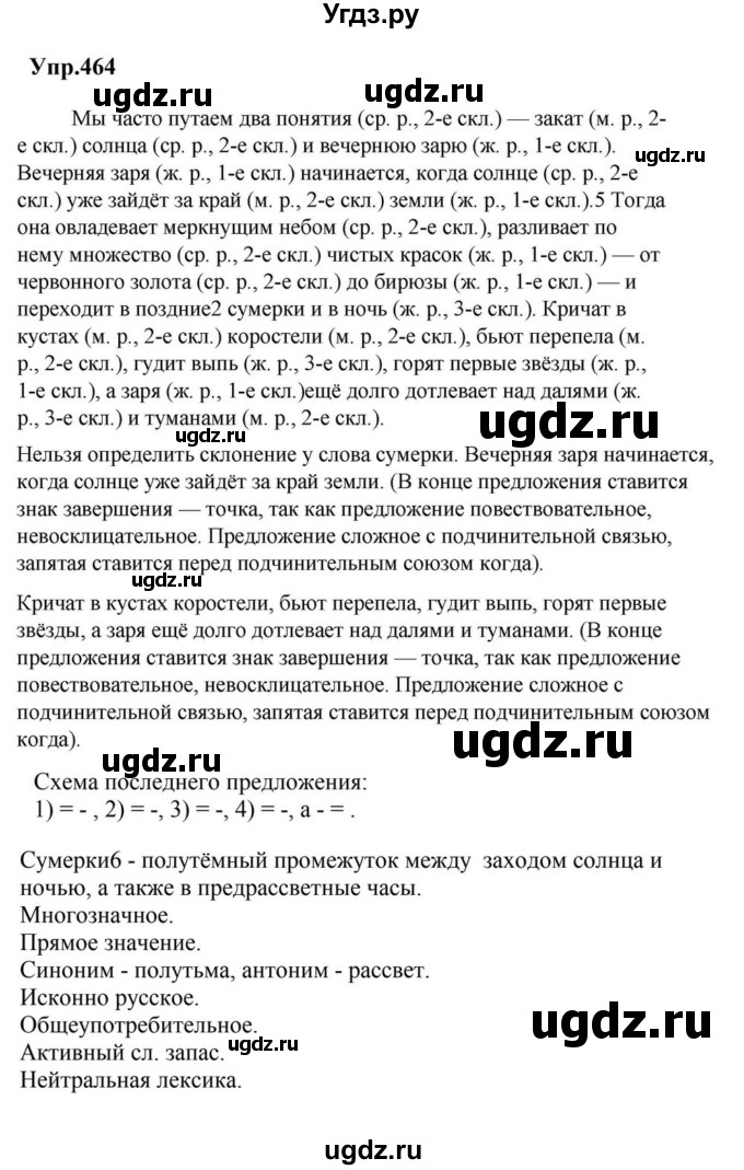 ГДЗ (Решебник к учебнику 2023) по русскому языку 5 класс М.Т. Баранов / упражнение / 464