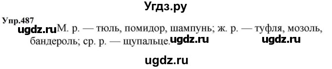 ГДЗ (Решебник к учебнику 2023) по русскому языку 5 класс М.Т. Баранов / упражнение / 487