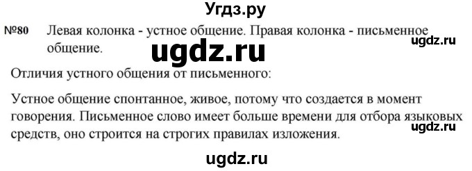 ГДЗ (Решебник к учебнику 2023) по русскому языку 5 класс М.Т. Баранов / упражнение / 80