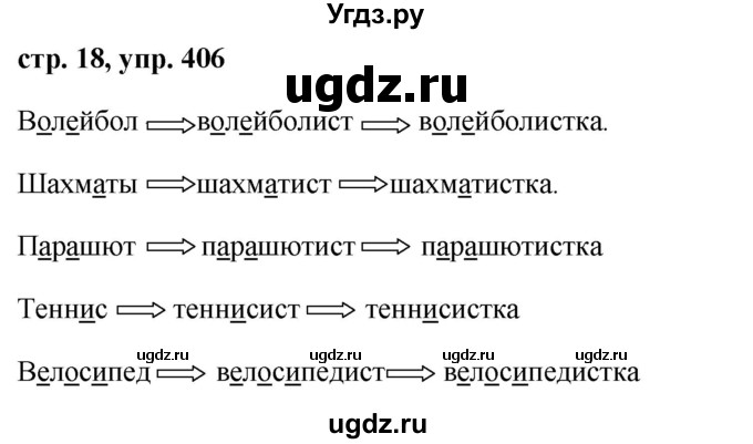 ГДЗ (Решебник №1 к учебнику 2016) по русскому языку 5 класс М.Т. Баранов / упражнение / 406
