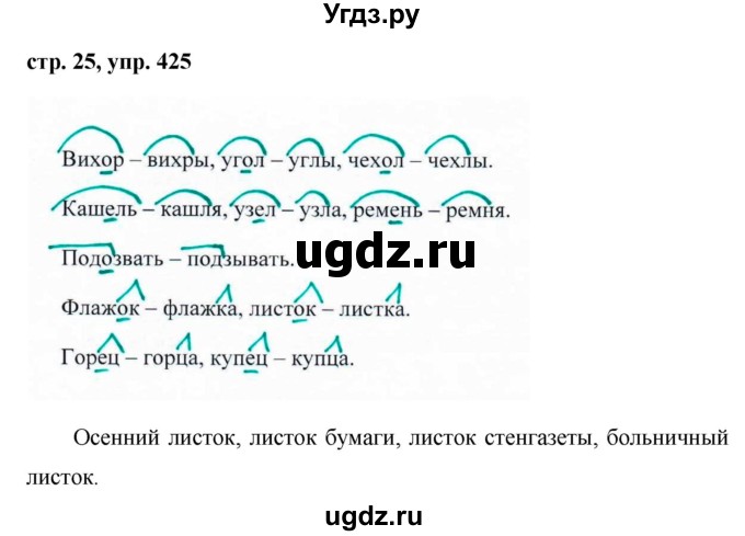 ГДЗ (Решебник №1 к учебнику 2016) по русскому языку 5 класс М.Т. Баранов / упражнение / 425