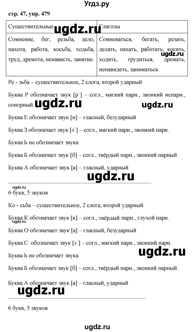 ГДЗ (Решебник №1 к учебнику 2016) по русскому языку 5 класс М.Т. Баранов / упражнение / 479
