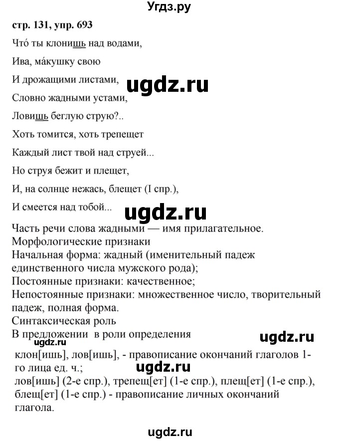 ГДЗ (Решебник №1 к учебнику 2016) по русскому языку 5 класс М.Т. Баранов / упражнение / 693