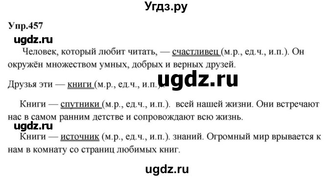 ГДЗ (Решебник к учебнику 2023) по русскому языку 5 класс М.Т. Баранов / упражнение / 457