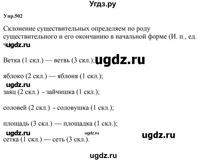 ГДЗ (Решебник к учебнику 2023) по русскому языку 5 класс М.Т. Баранов / упражнение / 502