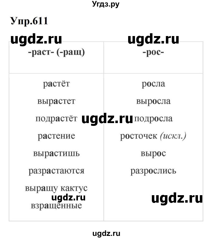 ГДЗ (Решебник к учебнику 2023) по русскому языку 5 класс М.Т. Баранов / упражнение / 611