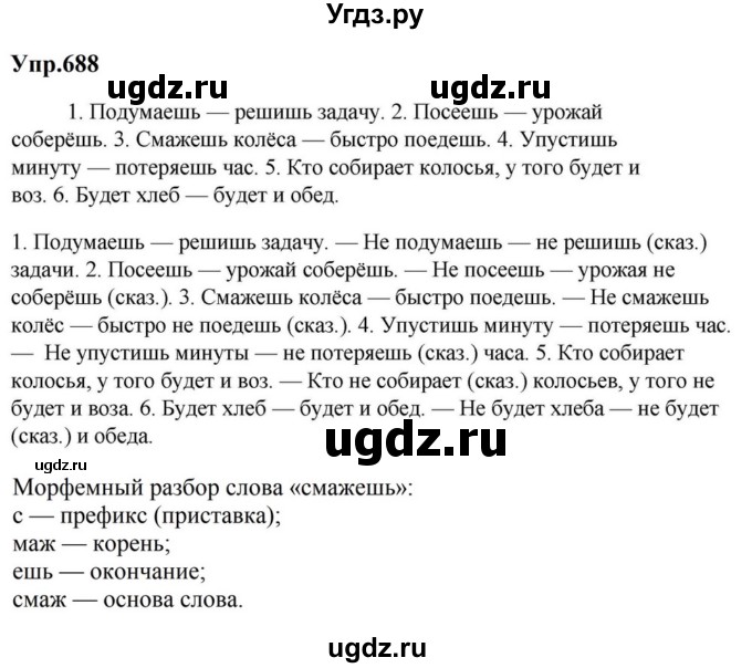 ГДЗ (Решебник к учебнику 2023) по русскому языку 5 класс М.Т. Баранов / упражнение / 688