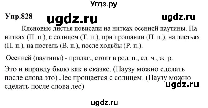 ГДЗ (Решебник к учебнику 2023) по русскому языку 5 класс М.Т. Баранов / упражнение / 828