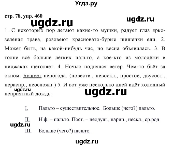 ГДЗ (Решебник №1 к учебнику 2015) по русскому языку 6 класс М.Т. Баранов / упражнение / 460